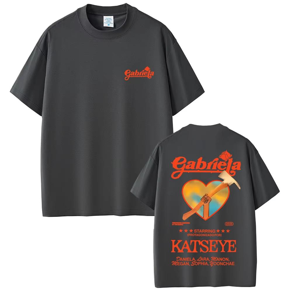 Korean Kpop Katseye Gabriela Graphic Top Men Women Hip Hop 2026 Spring summer new Fashion Casual Cotton Vintage Tshirts