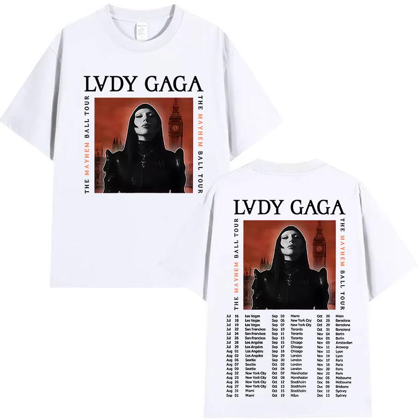 Limited Lady Gaga Mayhem Tour 2025 Album Graphic T Shirts Unisex Women Fashion Harajuku T-Shirt Vintage Oversized Short Sleeve Tees