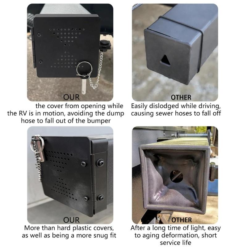 Practical Campers Square Bumpers Caps 2Pieces Easy Installation Designs for Standard 4Inch Bumpers Black Finish