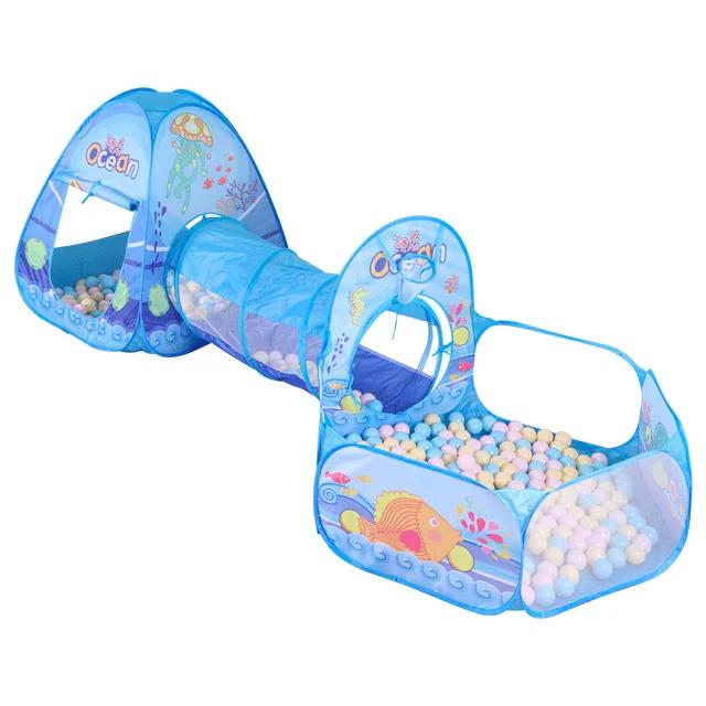 3 in 1 Portable Rocket Children's Tent Toys Camping Tent Kids Ball Pool for Children Play House Crawling Tunnel Pop-up Tent