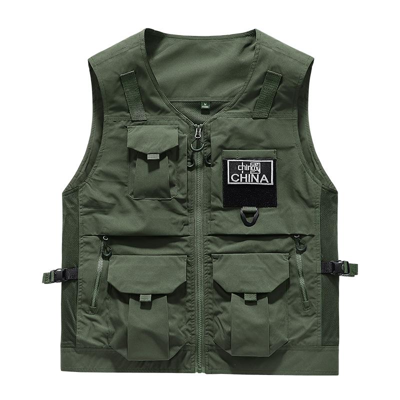 Men's Outdoor Sports Leisure Fishing Windproof Breathable Leather Vest Spring and Autumn Outdoor Sleeveless Camouflage Vest