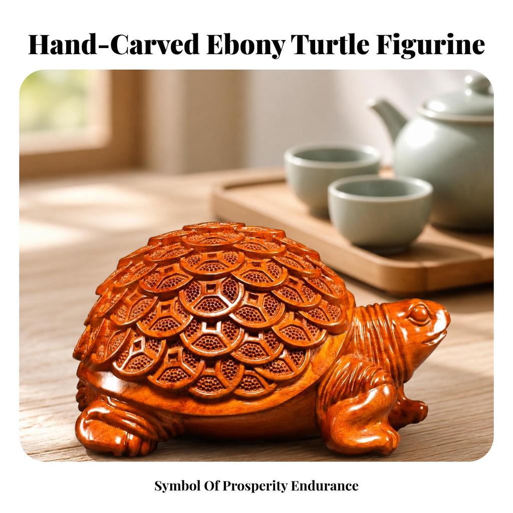Feng Shui Prosperity Turtle Ornament Tabletop Carved Statue Wealth Decor