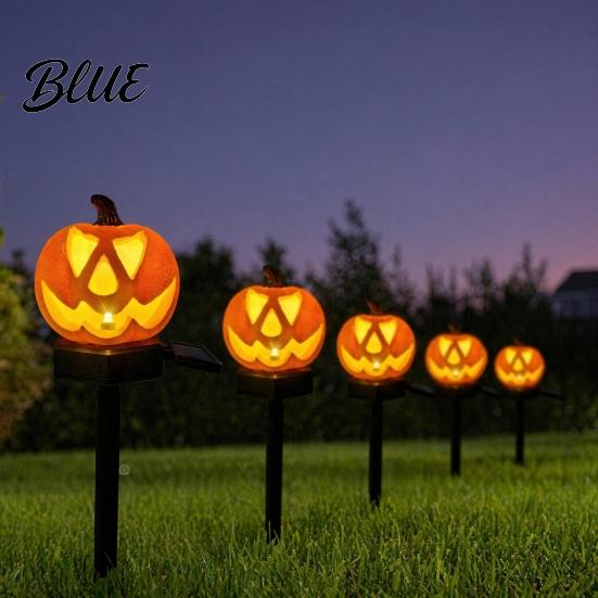 Solar Garden Lights Dusk To Dawn Halloween Pumpkin Light Ghost Pathway Yard Stake Long Lasting Lighting Lamp Waterproof Outdoor Decor Light