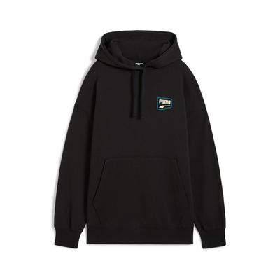 Puma Downtown Oversized Hoodie Letter Print Vintage Comfortable Versatile Sweatshirt Women Hoodies Black 629066-01