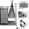 Large Oxford Cloth Laundry Basket with Three Compartments and Wheels for Easy Sorting and Mobility