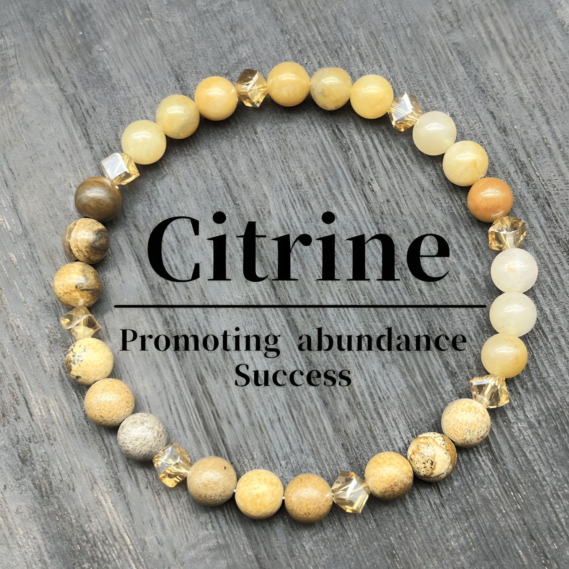 Shein TK Многоэлементный браслет из граненого хрусталя с цитрином и картинным камнем 8mm