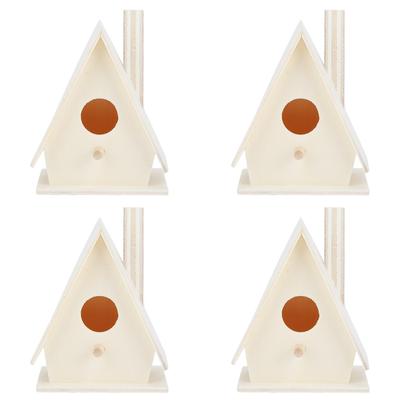 4 Stück Hängende Holz-Vogelhäuser für den Außenbereich Nester Nistkäfig Gartendekoration Ornament