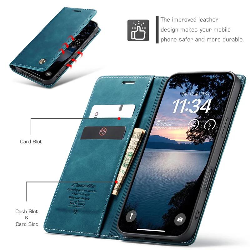 Business Magnetic Flip Leather Phone Case for iPhone 17 16 15 14 Pro Plus Air 16E 13 12 11 Pro Max Kickstand Card Wallet Cover