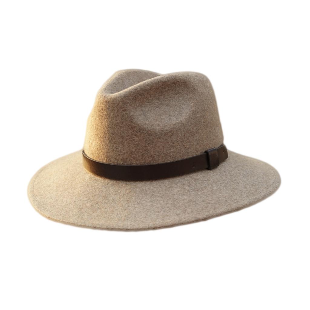 Korean Versatile Brown Mocha Belt Wide Brim Woolen Jazz Top Hat For Men And Women Autumn And Winter British Retro Felt