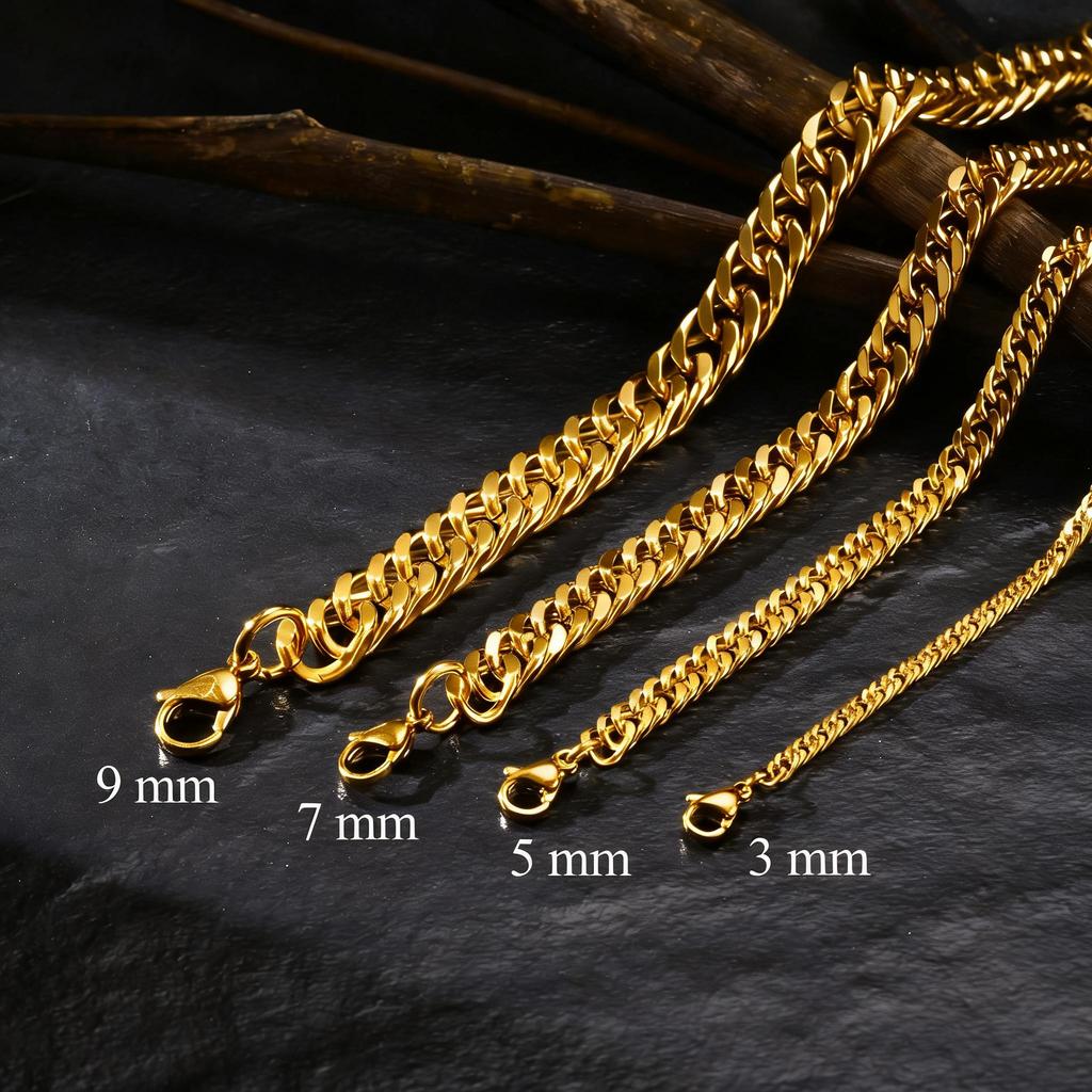 Chunky Miami Cuban Chain Necklaces for Men Women,Silver Color Stainless Steel Metal Chain Collar,Basic Classic Jewelry Gift