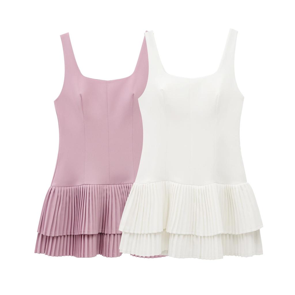 Spring/Summer 2025 European & American Style Women's Sleeveless Wide-Pleated Jumpsuit Dress