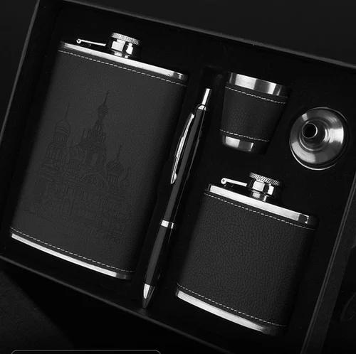 

Portable Wedding Hip Flask Outdoor Whiskey Bottle Gift Set for Men In A Box Hip Flask Funnel Luxury Bottles Drinkware