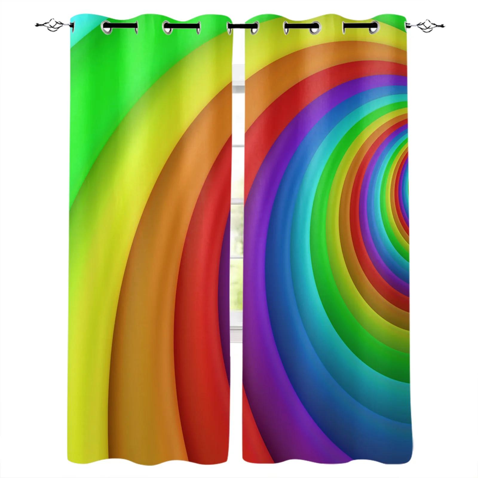 

2 шт. Цвет Радуга Красный Желтый Синий Краска Окно Экран Печатный Дизайн Офис Крытый Окна Шторы Кухонные Шторы Домашние Портьеры (50Wx50H)x2(CM)&Grommet Top