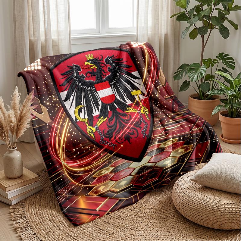 Österreich Fußball Bedruckte Flanelldecke Hautfreundlich Warm Dekorativer Überwurf für Innen Couch Bett Tägliche Nutzung