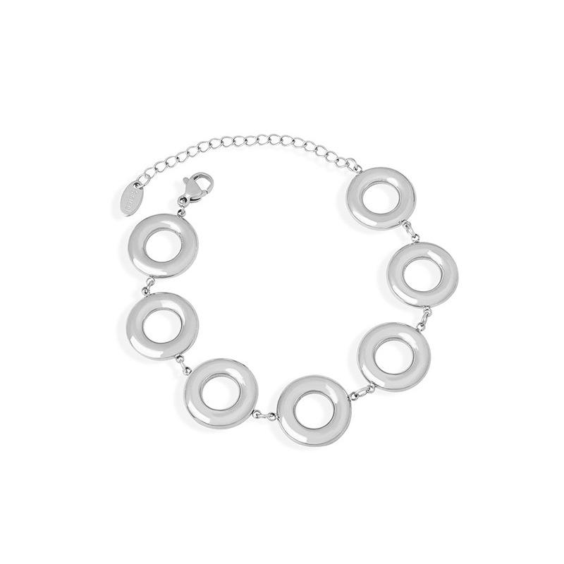 

Современный геометрический набор браслета и серег из титановой стали с золотым покрытием