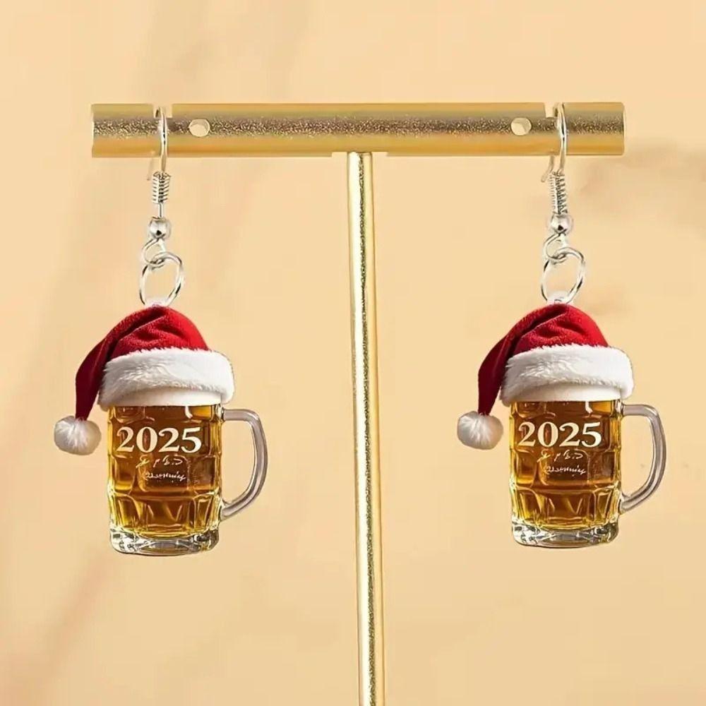 2025 Number Geometric Hanging Earrings Wine Cup Letter Number Figure Earring  Fashion Jewelry