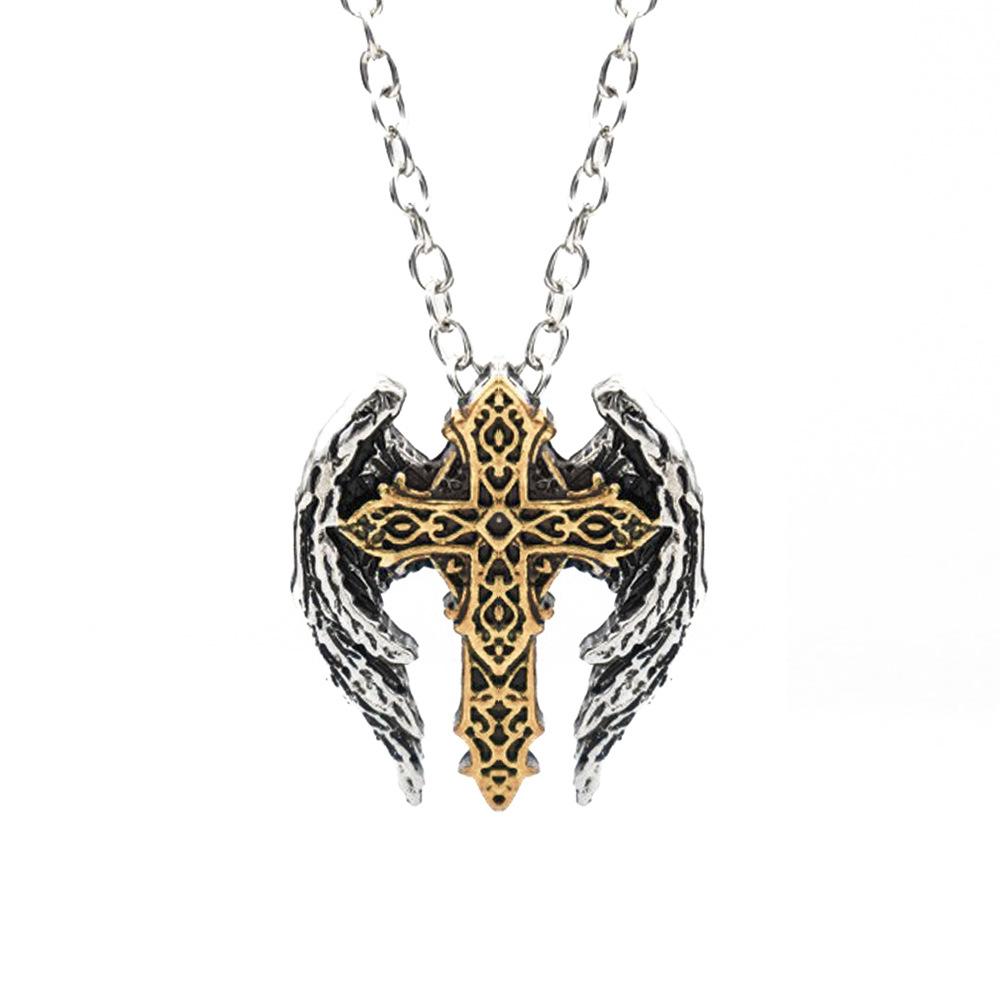 Simple Archangel Cross Necklace Ornaments Nordic Festival Atmosphere Print Accessories