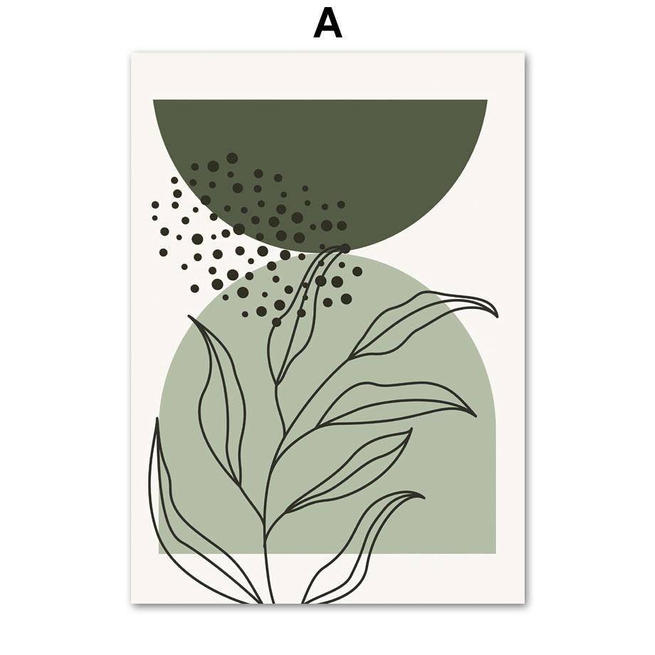 Abstract Geometric Poster Boho Leaves Arches Mid Century Modern Wall Art Print Canvas Painting Wall Pictures Living Room Decor