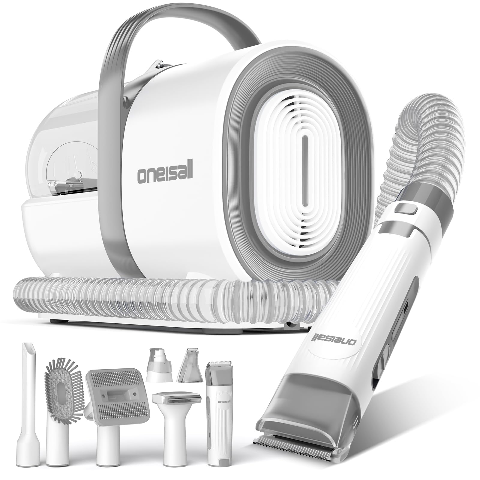 

Машинка для стрижки животных Oneisall Pet Clipper Уход за шерстью Сезон линьки Собака и кошка Красота Уход за шерстью домашних животных Электрическая Автоматическое всасывание линяющей шерсти Пылесос LM2 Набор, Набор 7-в-1,