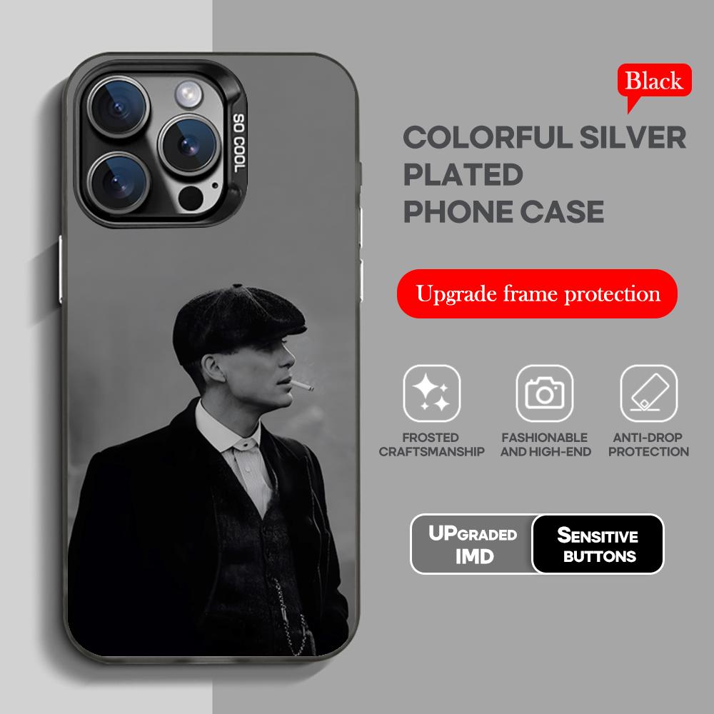 Peaky B-Blinders Tommy Cool Phone Case Black IMD Colorful Silver Suitable Soft Case for iPhone 16 15 14 13 12 11 XS Pro Max