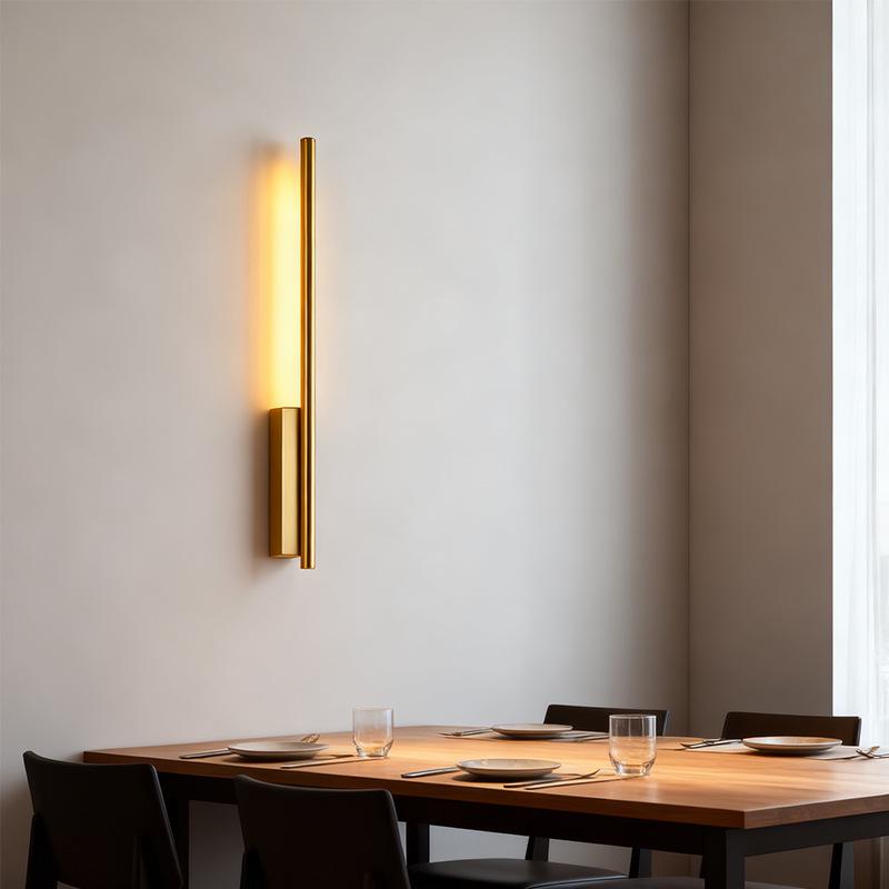 Modern Minimalist LED Wall Lamp - Copper Round Tube for Bedside, Corridor, Living Room, or Entrance