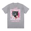 Funny I Eat Cement Cat Meme Grafisk T-skjorte Herre Kvinner Mote Uformell Kortermede T-skjorter Sommeroverdeler Oversized T-skjorte i bomull