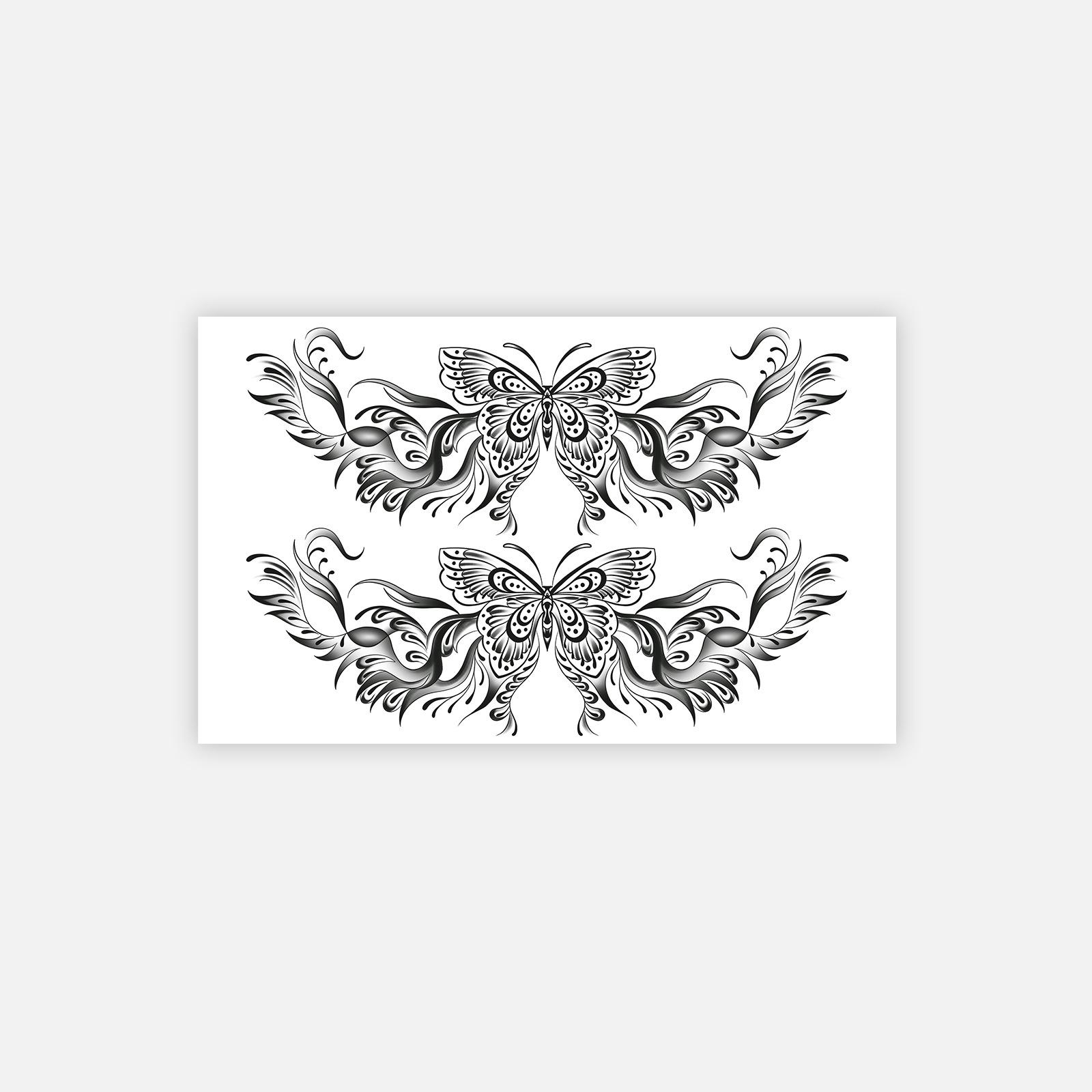 Butterfly Flower Wings Tattoo Sticker Waterproof Lasting Spice Girl Premium Sense Waist Belly Sexy Tattoo Sticker 18*11