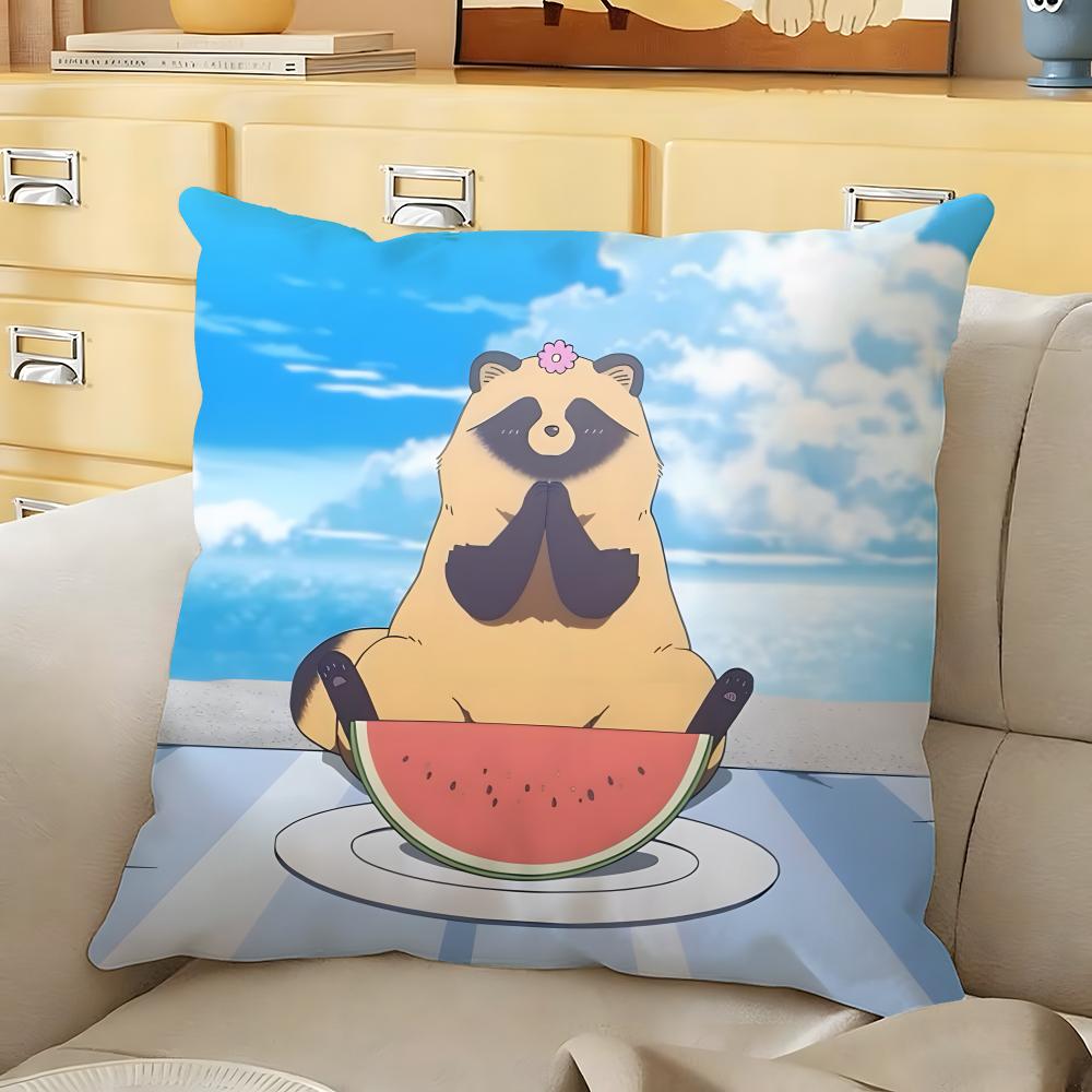 Cute with you and the rain tanuki Cushion Cover Soft Durable Reversible Pillow Cover Home MultiScene Daily Comfort Pillowcase
