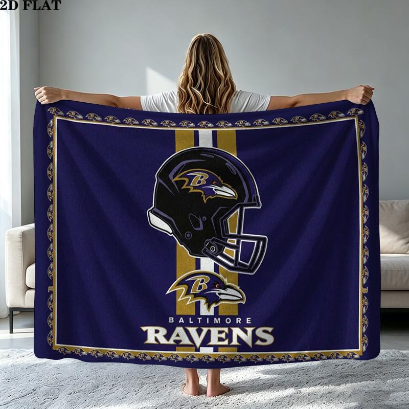 Baltimore Ravens Logo Print Flannel Blanket High Quality Warm Comfortable Cover for All Seasons Perfect for Gifts Home Decor