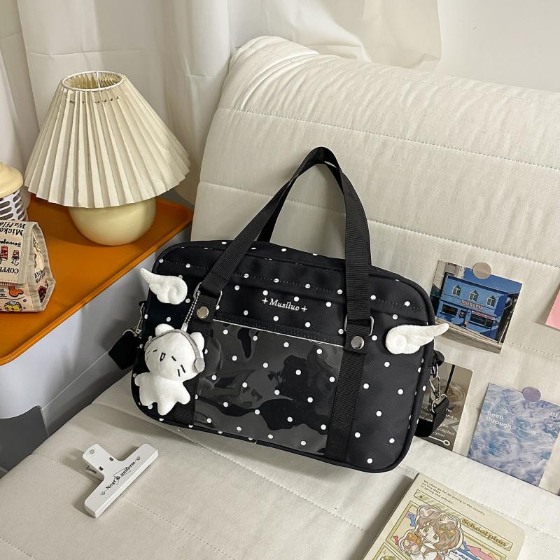 Single-shoulder bag for female college students, polka dot crossbody bag for daily commuting2026New large-capacity travel handba