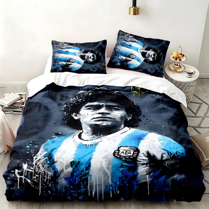 Conjunto de 3 peças Diego Maradona Perfeito para uso no quarto Conjunto de cama confortável inclui uma capa de edredom e duas fronhas Presente ideal de aniversário ou Natal