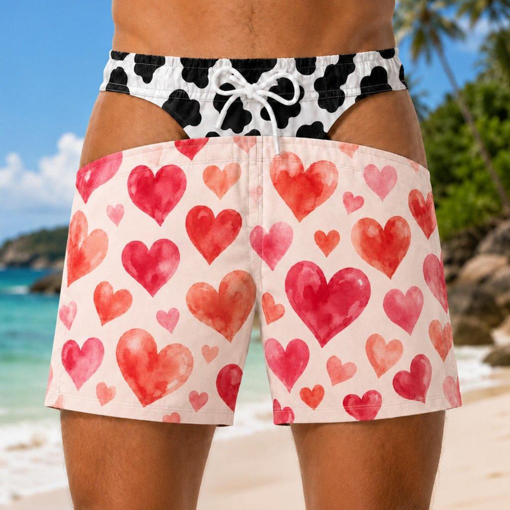 Men's American Flag Quick-Dry Summer & Fall Beach Swim Trunks - Casual Plus Size Shorts