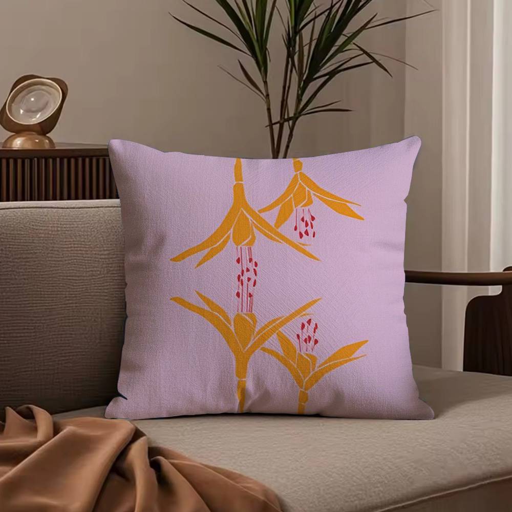 Colorful Flower Illustration Print Pillow Case Anti-dustmite Pillowcase Invisible zipper silky short plush Sofa cushion cover