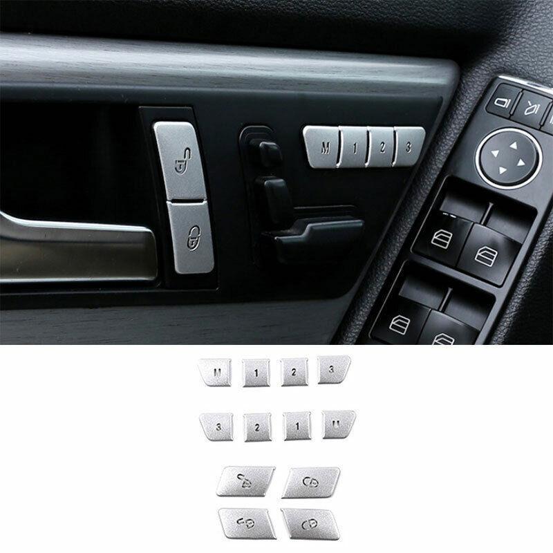 Seat Memory Button Switch Sticker For Mercedes-Benz GLK 2009-15 Silver Aluminum