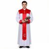 Halloween Priester Cosplay Kostüm Mönch Kirche Mittelalter Priester Robe Bedruckt Stehkragen Minister Klerus Bühnenauftritt Robe