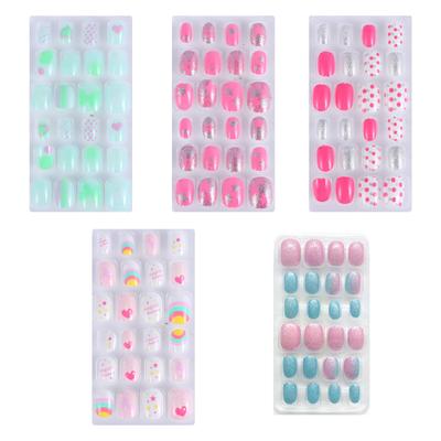 120Pcs Crianças Unhas Postiças Cobertura Completa Imprensa em Unhas Meninas Manicure Unhas Falsas