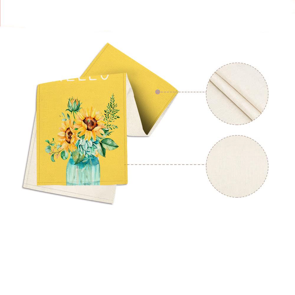 Hydrangea Butterfly Linen Table Runner - Colorful Floral Decor for Kitchen, Dining, or Party