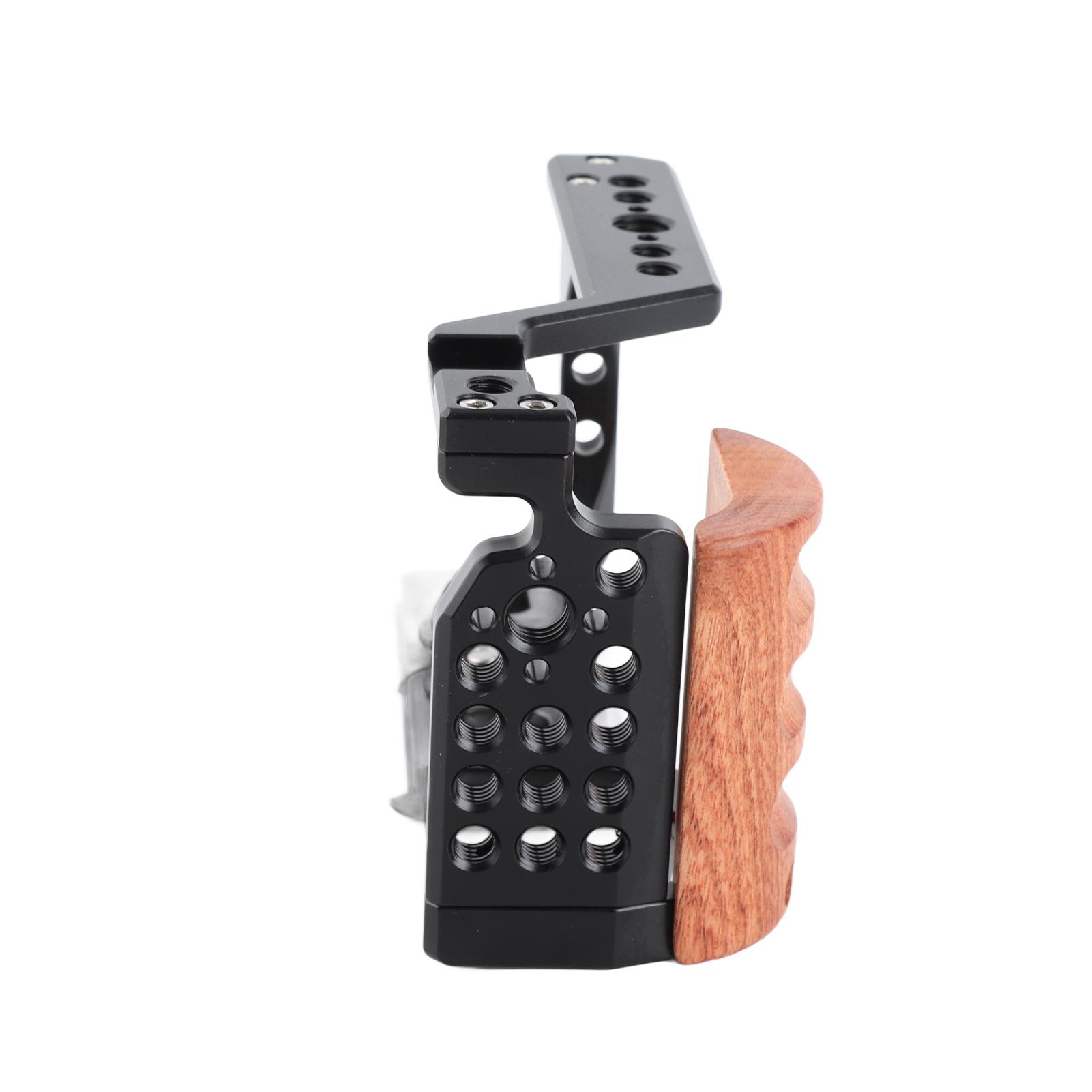 

Клетка для камеры, клетка для видеосъемки, защитный корпус из алюминиевого сплава с деревянной ручкой для ZV‑E10