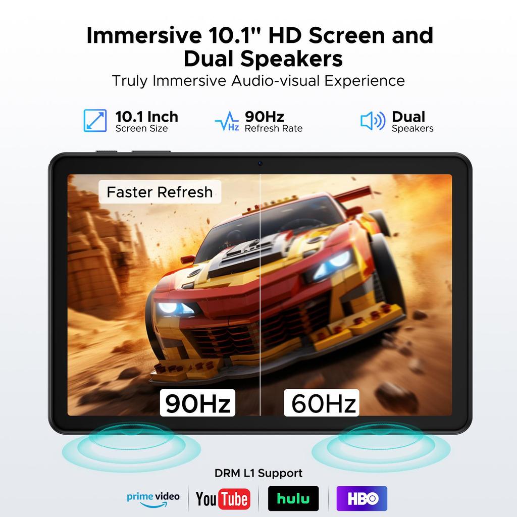 AP10 10.1 inch, 48GB RAM+128GB ROM,  Android 16 Tablet with Gemini AI, 7000mAh, 90Hz, Dual Speakers, Headphone, Tablet with Keyboard, Pen, Case