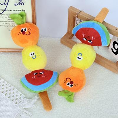 Dog Chew Toy Squeaky Fruit Skewer Puppy Teething Toy Crinkle Interactive Tug-of-War