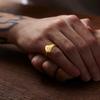 Pinky Ring, Zegelring, Ring voor Mannen Vrouwen, Roestvrij Staal Bloemen Zegelringen, CZ Noordster Hemelse Ring