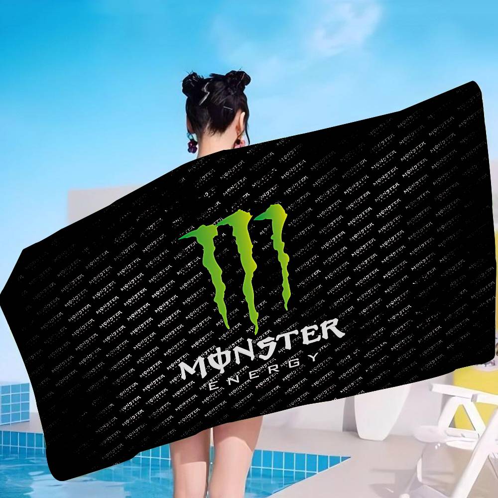 M-MonsterS LOGO Energy Microfiber Blanket Quick Drying Beach Towels Oversized Printing Super Absorbent Pool Towel Blanket