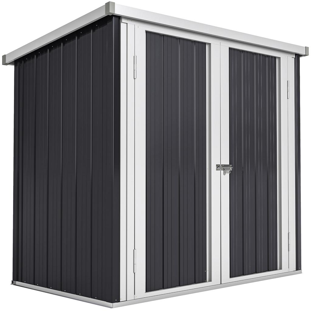 Capanno da Giardino - Cabina da Giardino 1,26 m² - Capanno Porta Attrezzi 2 Porte Bloccabili - dim. 147L x 86P x 134A cm - Lamiera d'Acciaio Bianco Nero