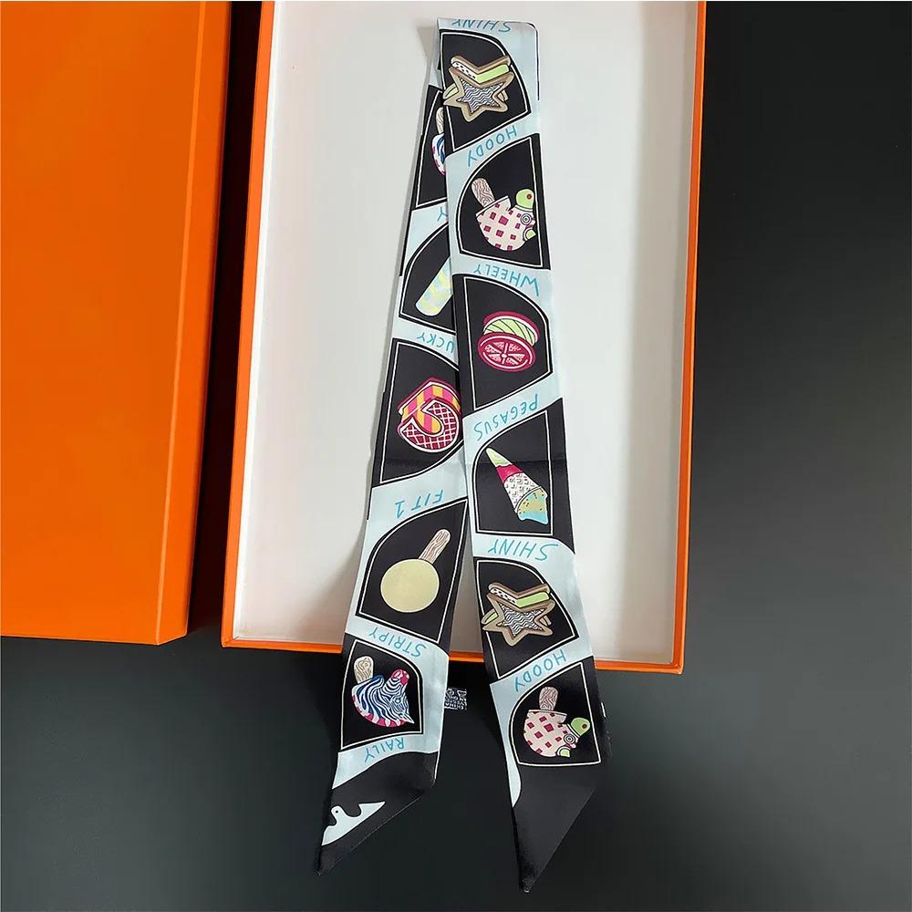 New Small Silk Scarf Ribbon Elegant Hair Tie Band For Women Skinny Head Neck Scarves Satin Bag Decoration Scarf