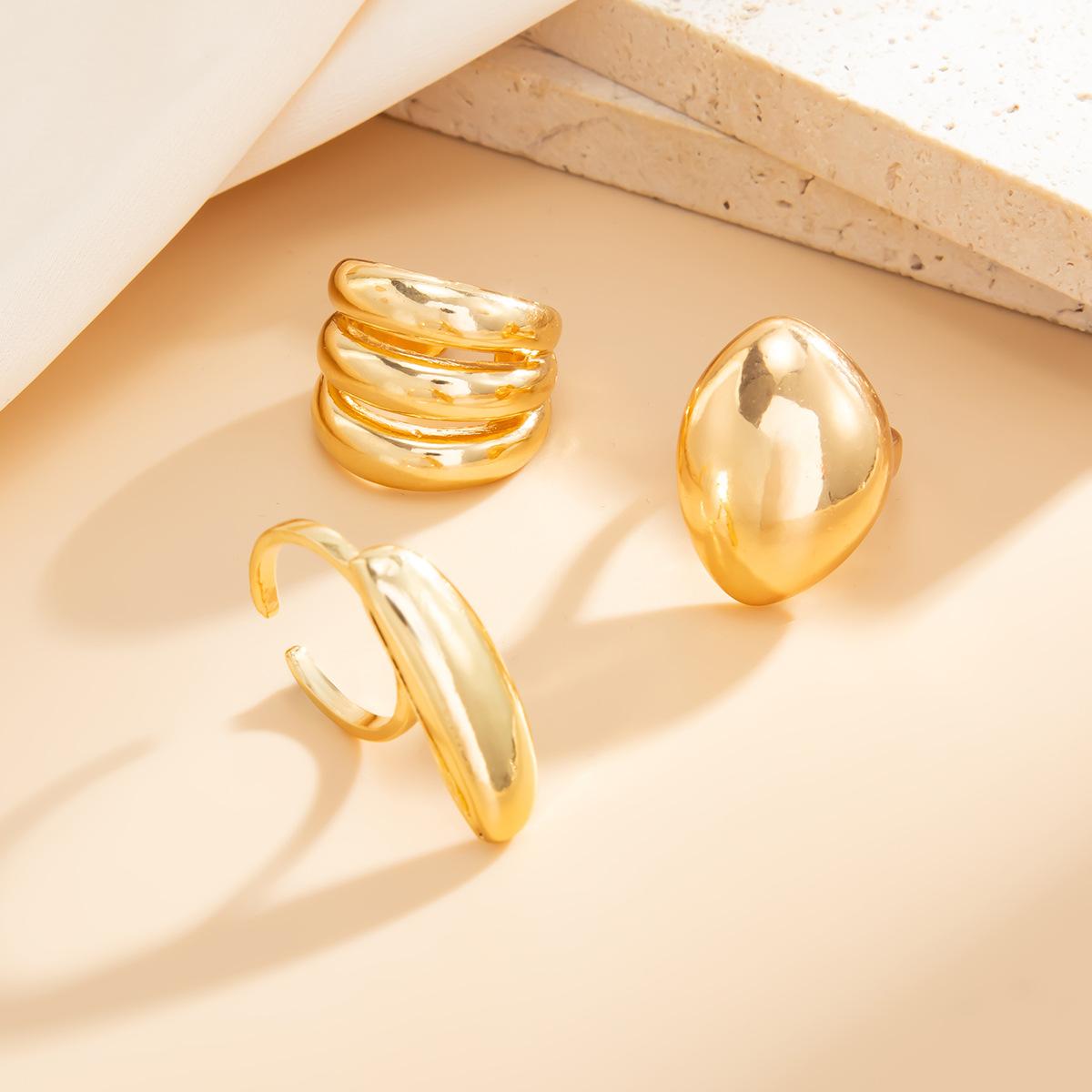 

3pcs/set Exaggerated Metal Rings for Women Men Fashion Punk Geometric Gold Silver Color Knuckle Joint Ring Set Jewelry золотой