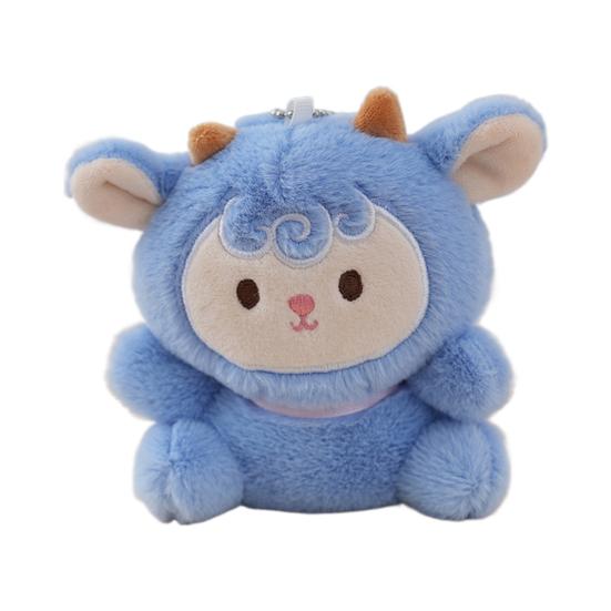 

Мультяшная овечья плюшевая игрушка с цепочкой из бисера, чучело ягненка, плюшевая кукла, брелок «сделай сам», подвеска, украшение, украшение для рюкзака, подарок на день рождения синий