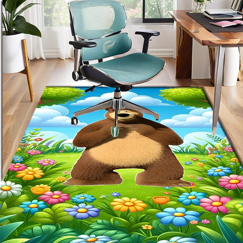 Masha and The Bear Pattern Rug, Indoor/Outdoor Mat, for Picnic, Gameroom, Bedroom, Office, Living Room, Home Decor Carpet, Birthday Gift