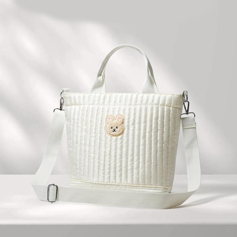 Travel Bag Embroidery Bear Pattern Diaper Bag Crossbody Bag Multiple Compartment Shoulder Bag Large Capacity Mom Bag