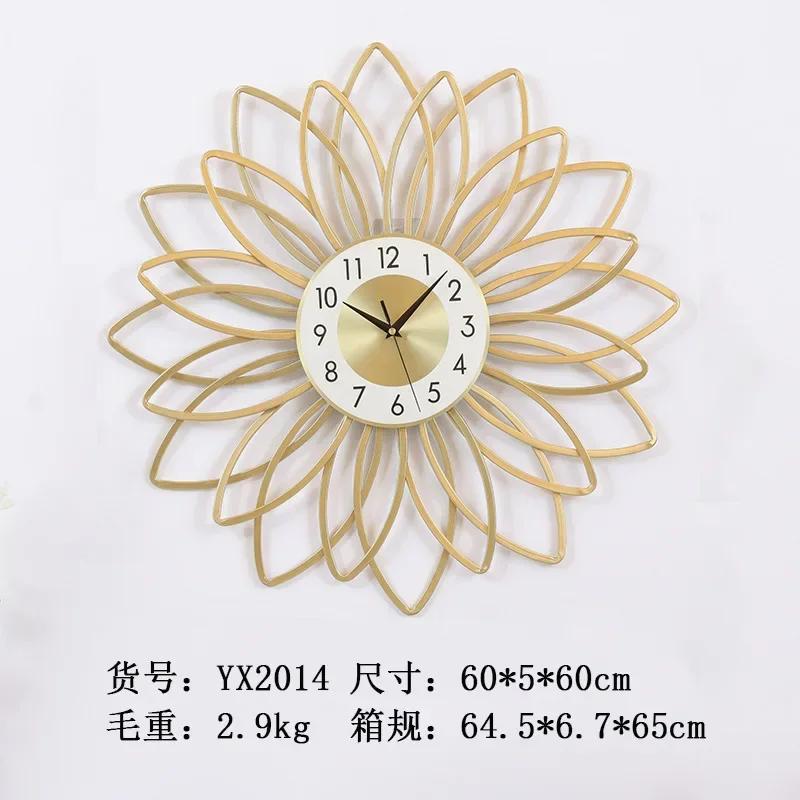 24 Inch Nordic Light Luxury Metal Living Room Bedroom Wall Clock New Chinese Wall Decoration Wallclock Creative Home Wall O2S3J5