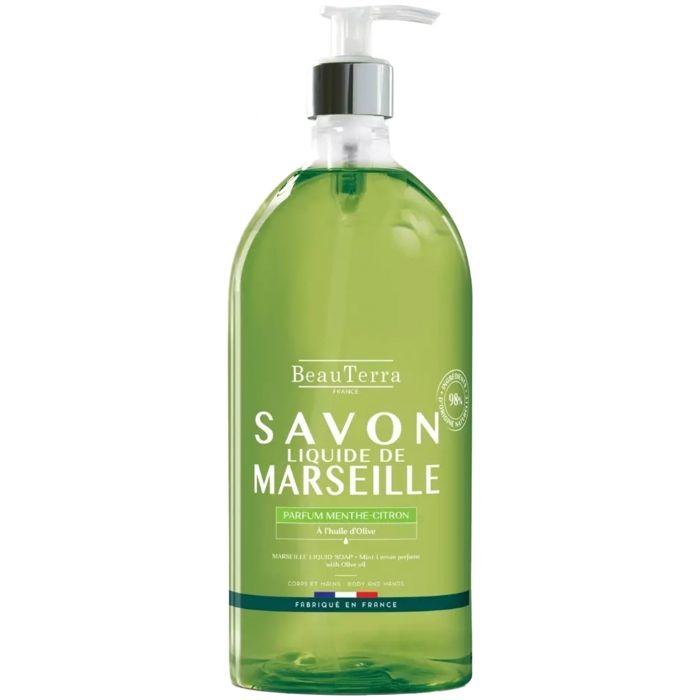 Savon Liquide - Beauterra - Menthe Citron - 1L - 100% Végétal - Sans Conservateur